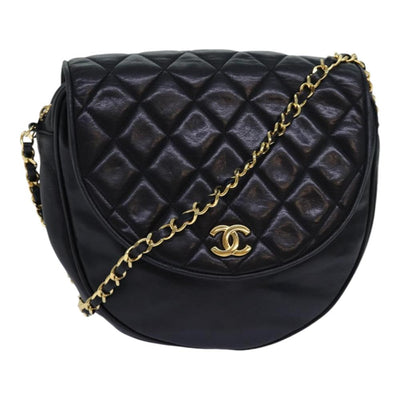 Black Leather Chanel Shoulder Bag