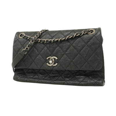 Vintage Black Leather Chanel Shoulder Bag