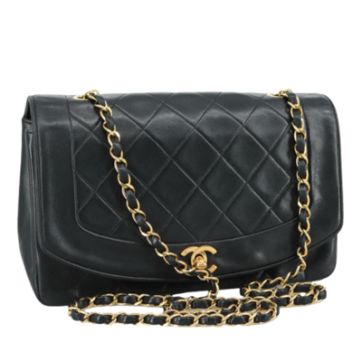 Black Leather Chanel Shoulder Bag