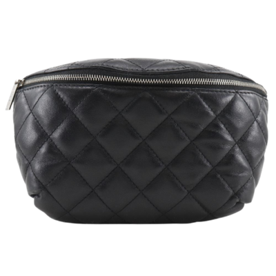Black Leather Chanel Belt Bag