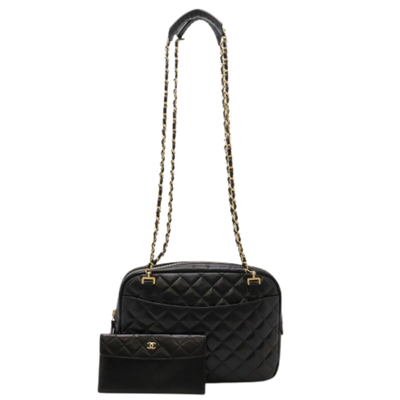 Black Leather Chanel Shoulder Bag