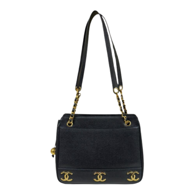 Black Leather Chanel Tote