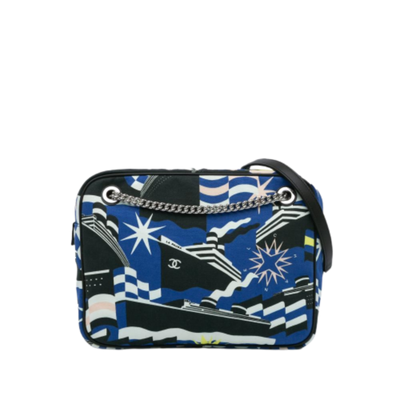 Pre-Owned Blue Canvas Chanel Flap Bag