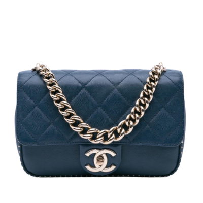 Blue Leather Chanel Flap Bag
