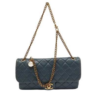 Pre-Owned Blue Leather Chanel Flap Bag