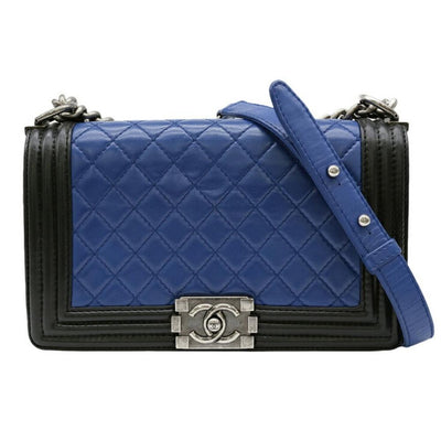 Vintage Blue Leather Chanel Shoulder Bag
