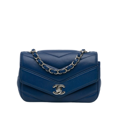 Blue Leather Chanel Flap Bag