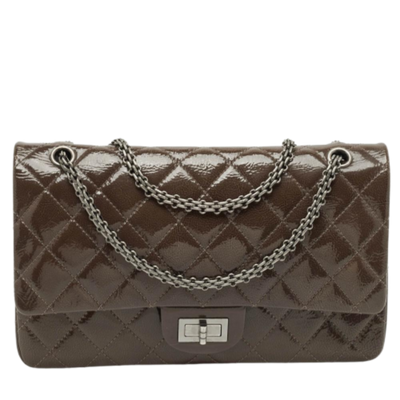 Brown Fabric Chanel Flap Bag