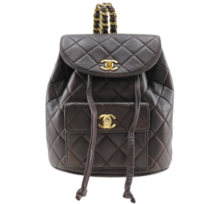 Vintage Brown Leather Chanel Backpack