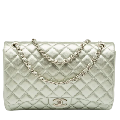Pre-Owned Green Leather Chanel Flap Bag