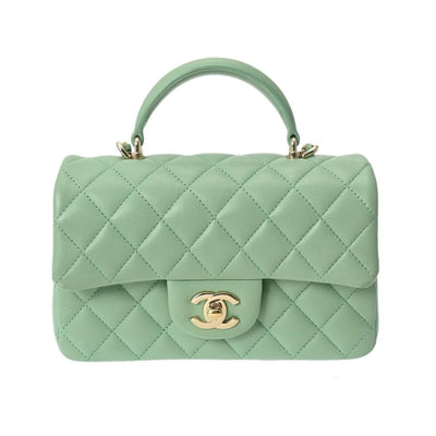 Green Leather Chanel Flap Bag