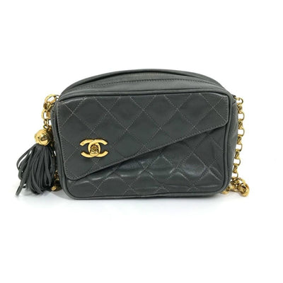 Grey Leather Chanel Shoulder Bag