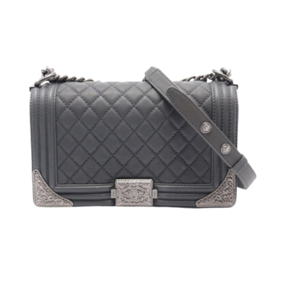 Vintage Grey Leather Chanel Boy Bags