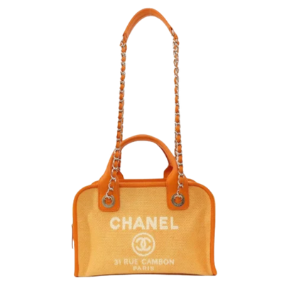 Pre-Owned Orange Canvas Chanel Deauville