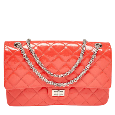 Pre-Owned Orange Fabric Chanel Flap Bag