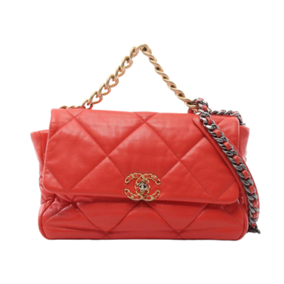 Pre-Owned Orange Leather Chanel Handbag