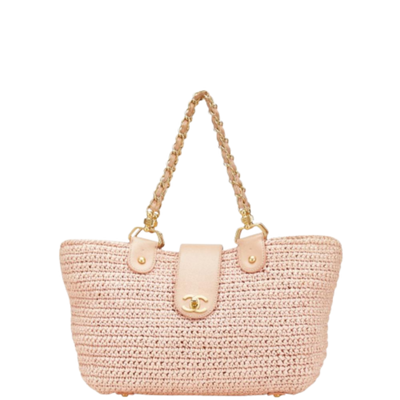 Vintage Pink Leather Chanel Tote