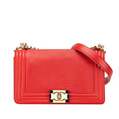 Red Leather Chanel Boy Bags