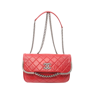 Vintage Red Leather Chanel Crossbody Bag