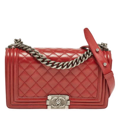 Pre-Owned Red Leather Chanel Flap Bag