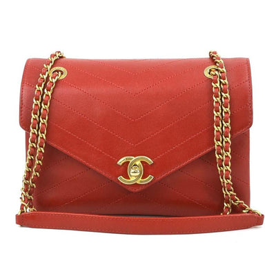 Pre-Owned Red Leather Chanel Shoulder Bag