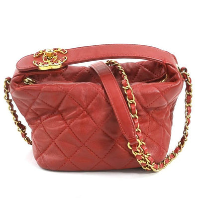Pre-Owned Red Leather Chanel Shoulder Bag