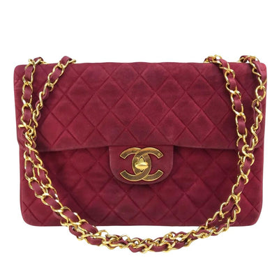Pre-Owned Red Suede Chanel Shoulder Bag