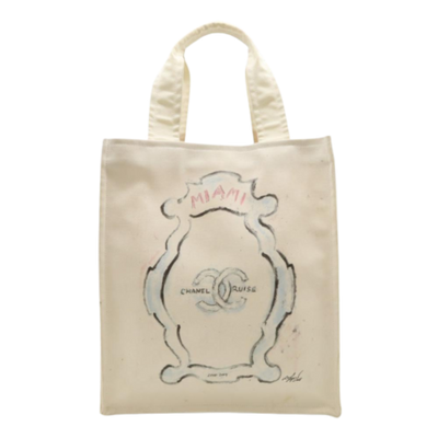 Vintage White Canvas Chanel Tote
