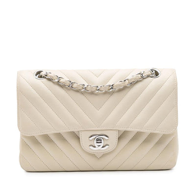 Vintage White Leather Chanel Shoulder Bag