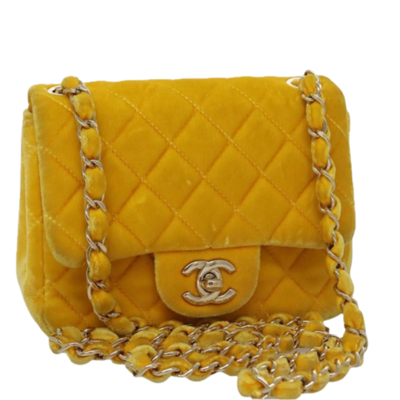 Vintage Yellow Fabric Chanel Crossbody Bag