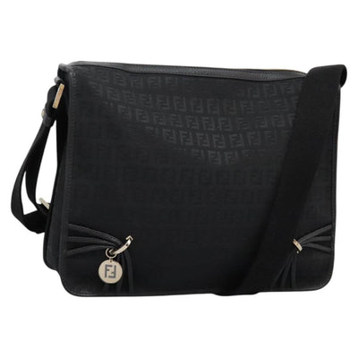 Pre-Owned Black Canvas Fendi Crossbody Bag