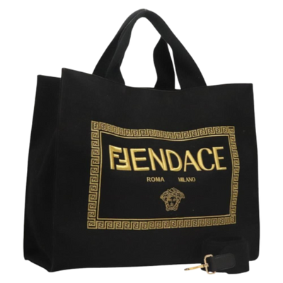 Vintage Black Canvas Fendi Tote