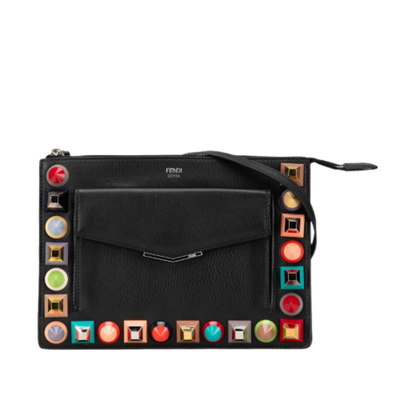 Vintage Black Leather Fendi Crossbody Bag