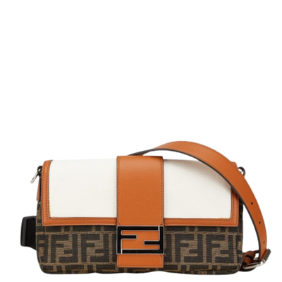 Vintage Brown Canvas Fendi Shoulder Bag