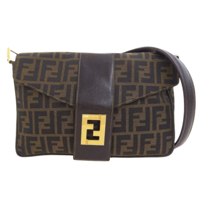 Brown Canvas Fendi Shoulder Bag