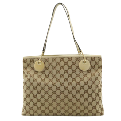 Vintage Beige Canvas Gucci Shoulder Bag