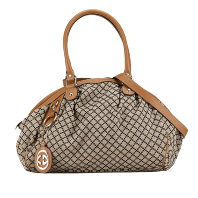 Vintage Beige Canvas Gucci Shoulder Bag