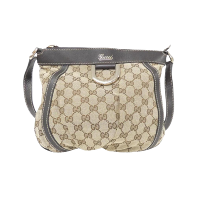 Vintage Beige Canvas Gucci Shoulder Bag