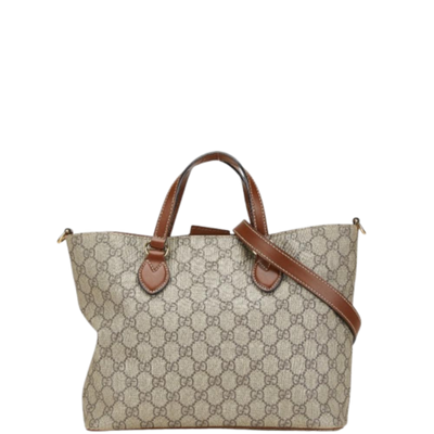 Vintage Beige Canvas Gucci Shoulder Bag