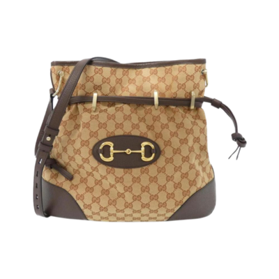 Vintage Beige Canvas Gucci Shoulder Bag