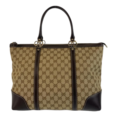 Vintage Beige Canvas Gucci Shoulder Bag