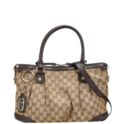 Pre-Owned Beige Canvas Gucci Shoulder Bag