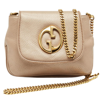 Vintage Beige Leather Gucci Crossbody Bag