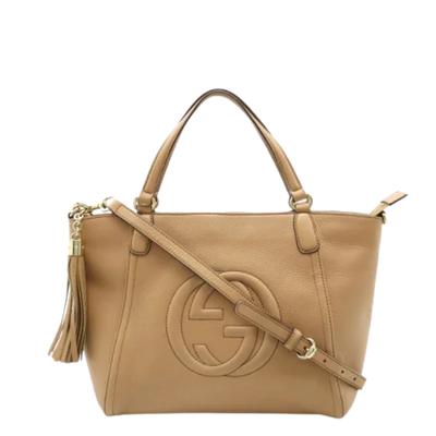 Vintage Beige Leather Gucci Tote