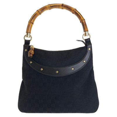 Vintage Black Canvas Gucci Bamboo