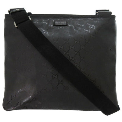 Vintage Black Coated Canvas Gucci Shoulder Bag