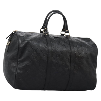 Vintage Black Leather Gucci Boston Bag