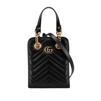 Pre-Owned Black Leather Gucci Marmont