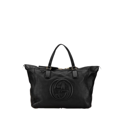 Pre-Owned Black Leather Gucci Tote