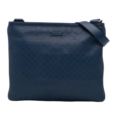 Pre-Owned Blue Leather Gucci Crossbody Bag